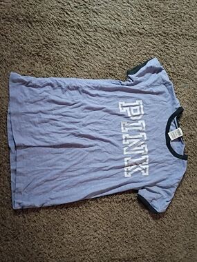 PINK Victoria's Secret Girls' Lavender Logo Ringer Tee